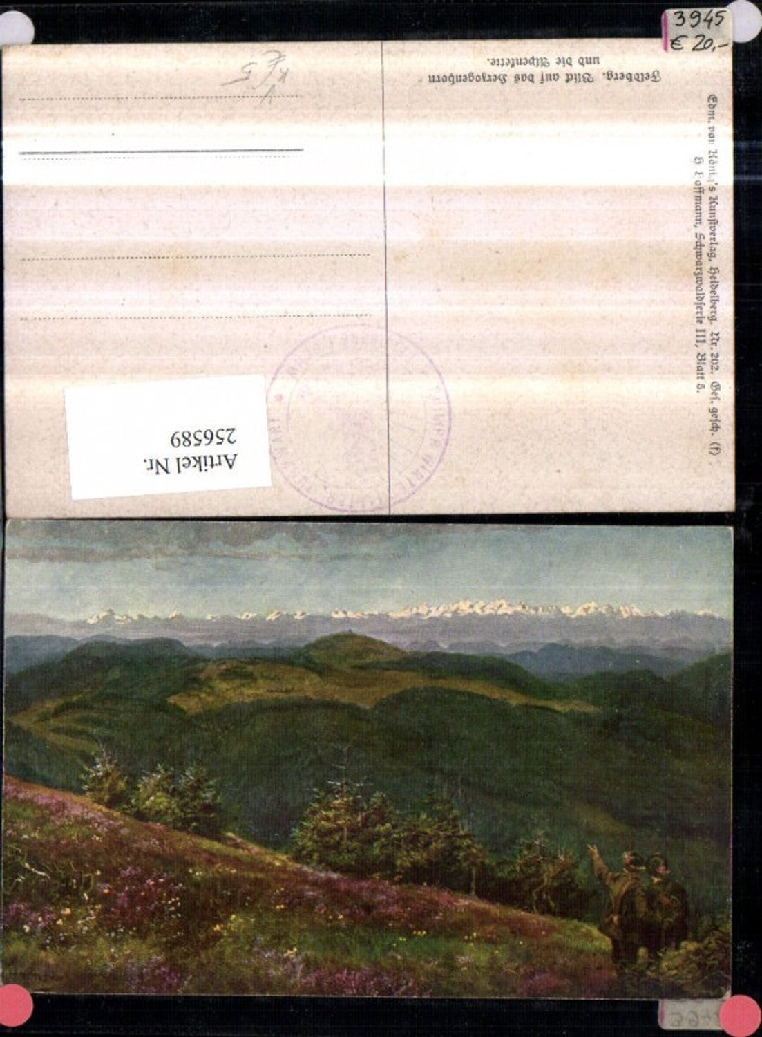 256589,Künstler AK Heinrich Hoffmann Feldberg Blick auf d. Herzogenhorn u. d. Alpenkette Bergkulisse pub Edmund v. Kön