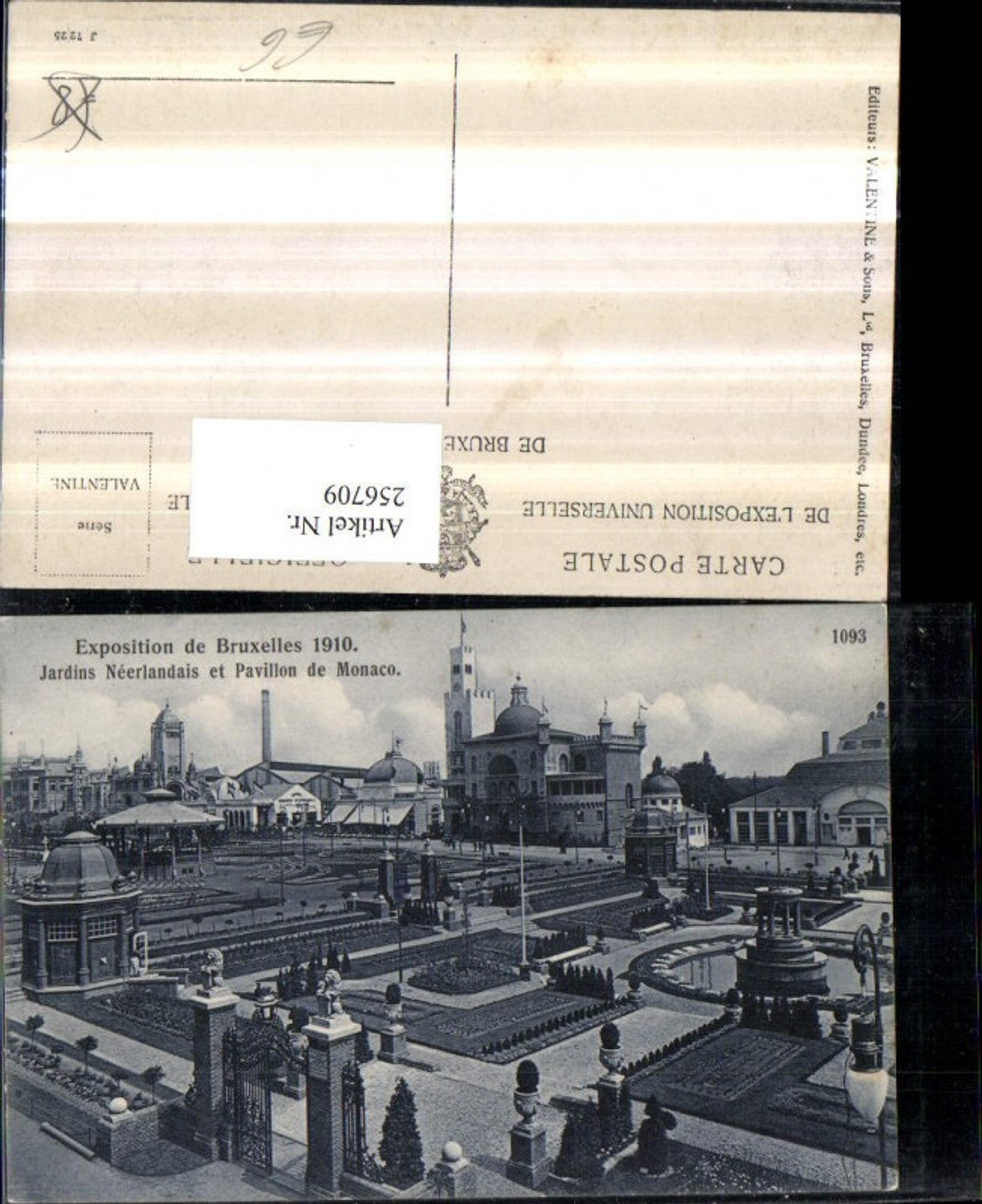 256709,Exposition de Bruxelles Brüssel 1910 Jardins Neerlandais et Pavillon de Monaco Garten