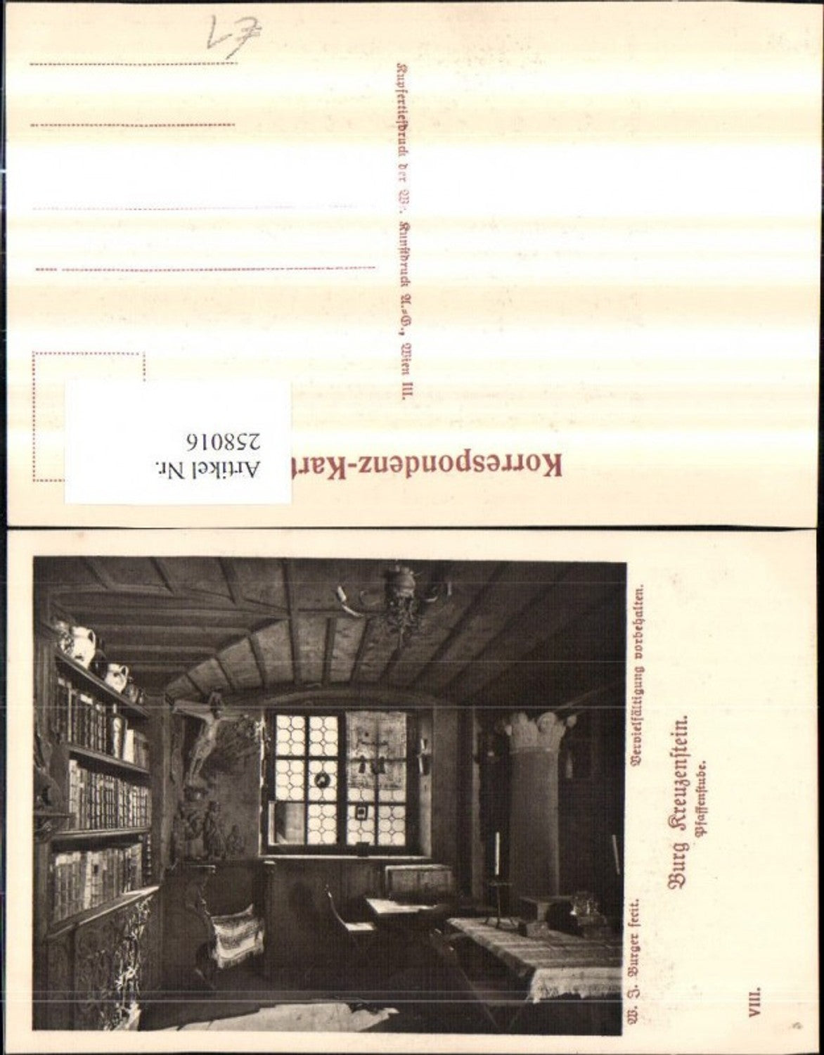 258016,Burg Kreuzenstein b. Leobendorf Pfaffenstube Innenansicht