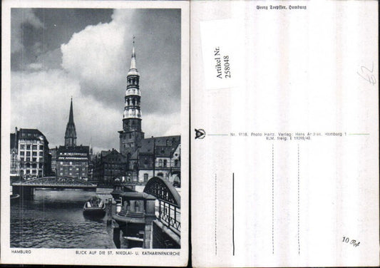 258048,Hamburg Blick auf d. St. Nikolai- u. Katharinenkirche Kirche Brücke
