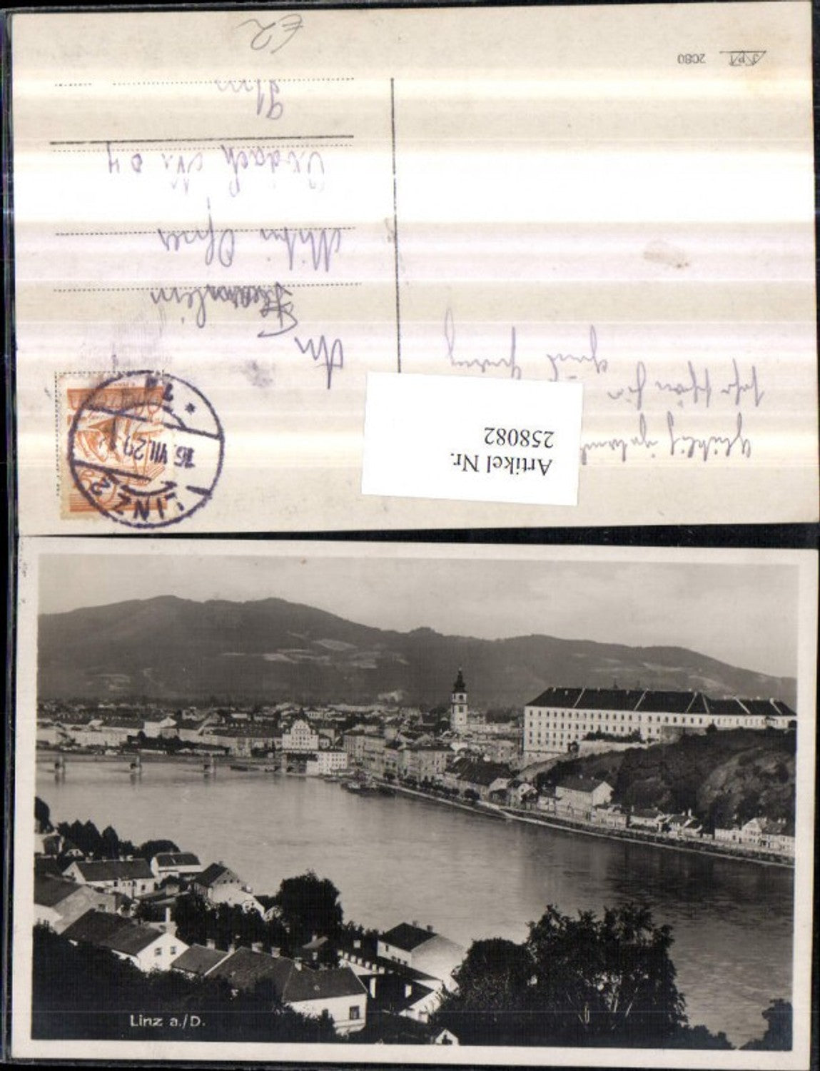 258082,Linz an d. Donau Teilansicht Brücke