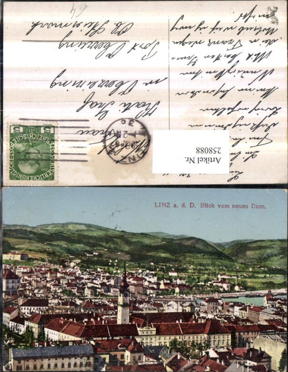 258088,Linz an d. Donau Totale Blick von d. Dom