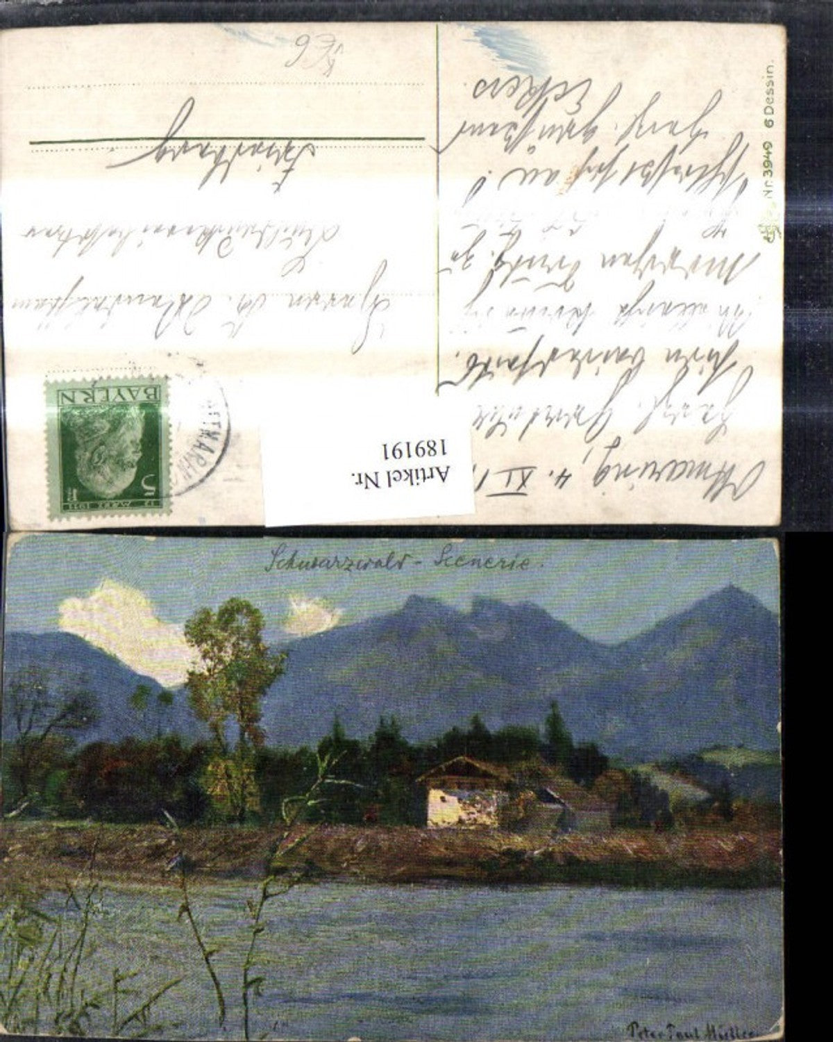 189191,Künstler Ak Peter Paul Müller Schwarzwald Szenerie Haus Ufer Landschaft pub Erika 3949/6