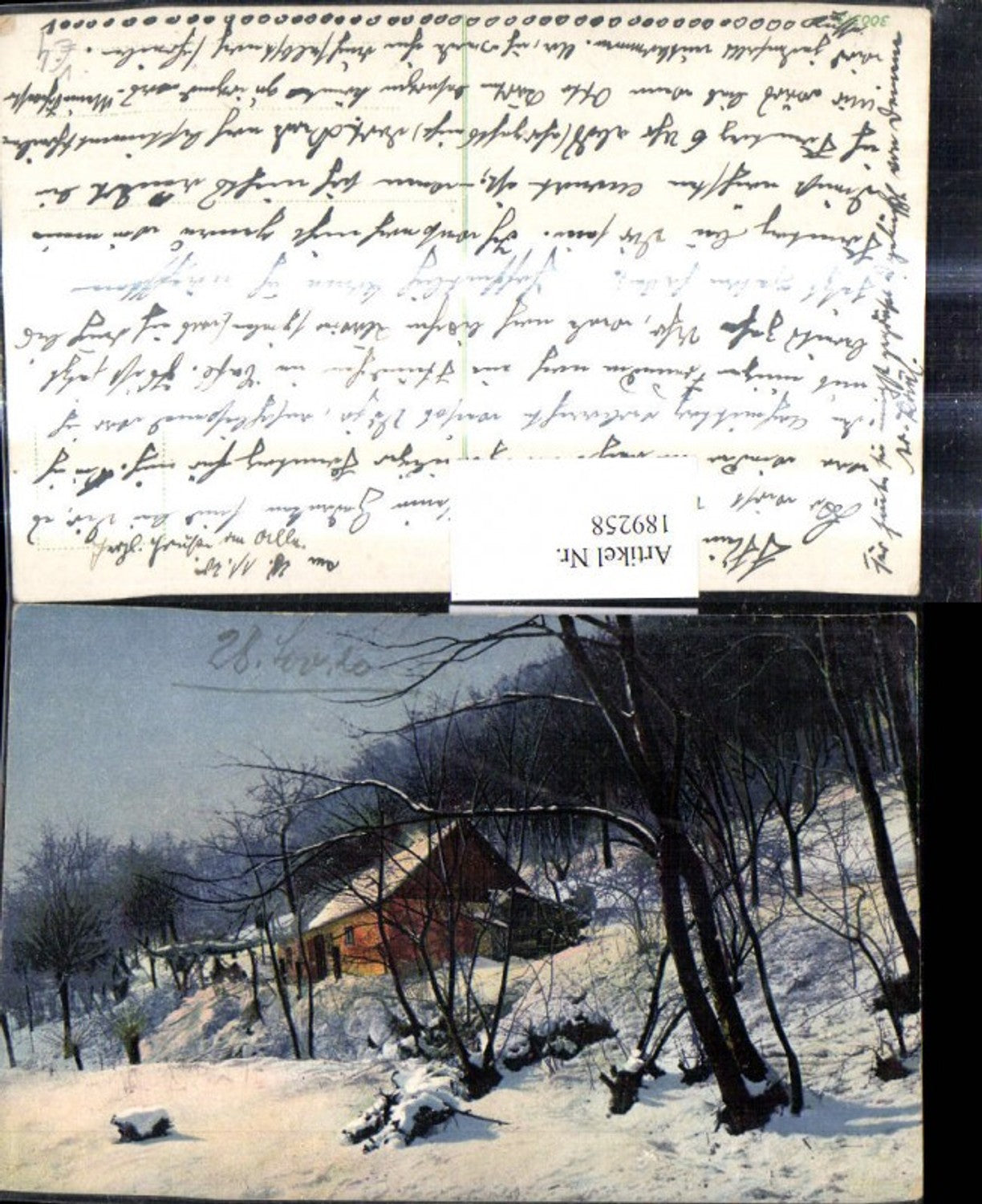 189258,Künstler Ak Haus i. Winterwald Landschaft Schnee