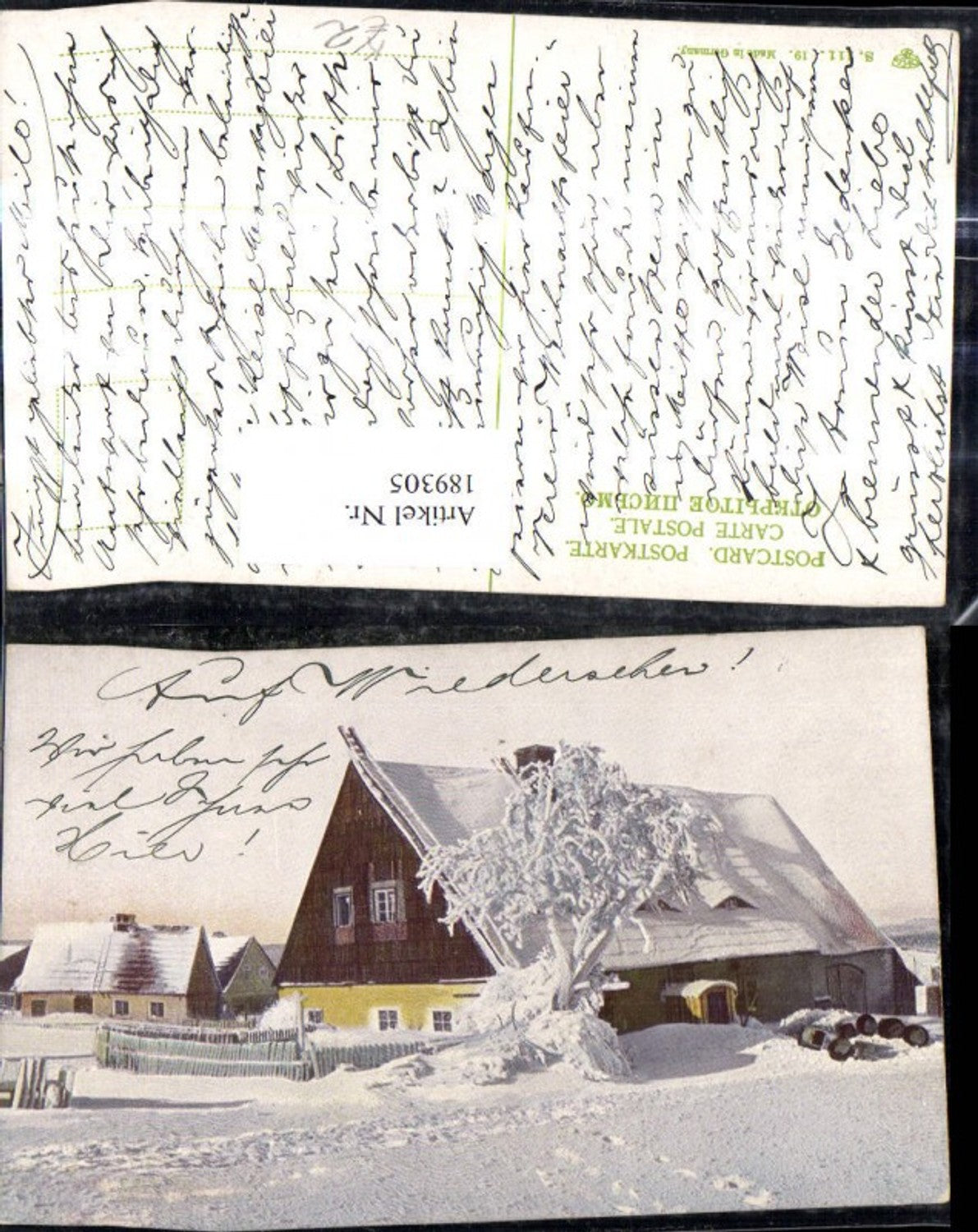 189305,Künstler Ak Haus Häuser Winterdorf Winterlandschaft Schnee