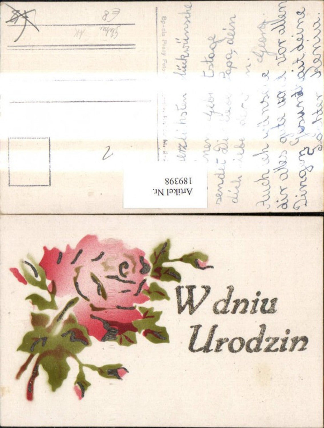 189398,Glitzer Ak Blume Rose Wdniu Urodzin