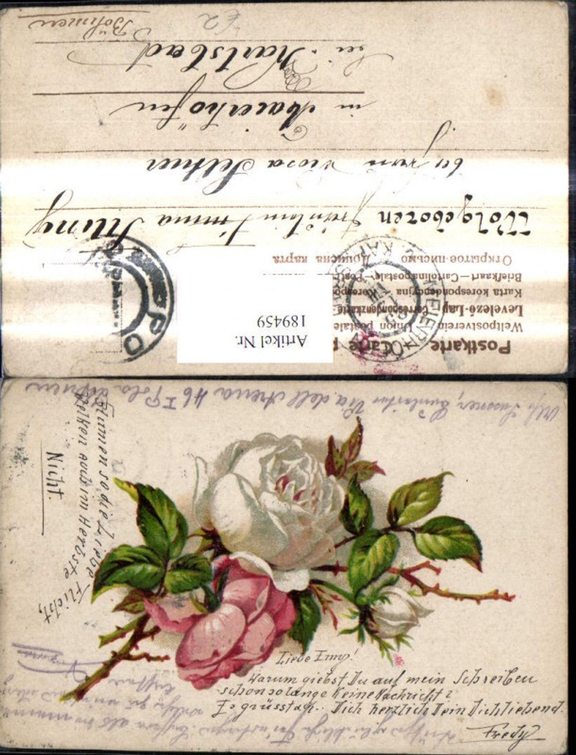 189459,Künstler Litho Blumen Rosen