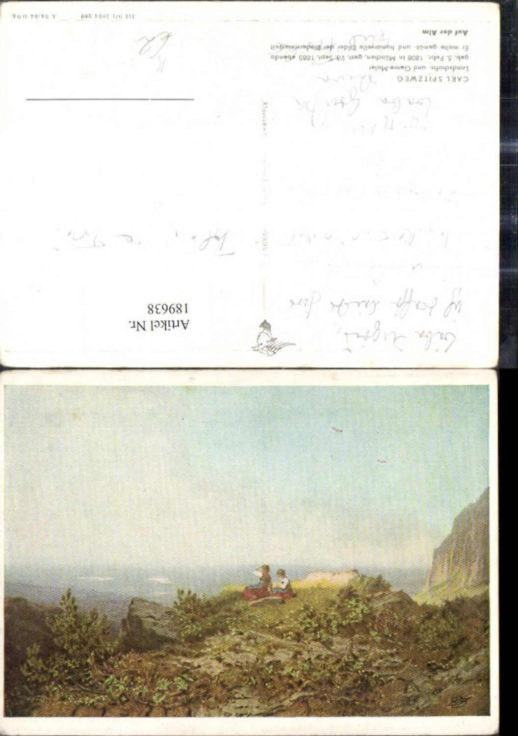 189638,Künstler Ak Carl Spitzweg Auf d. Alm Frauen Tracht Ausblick Landschaft