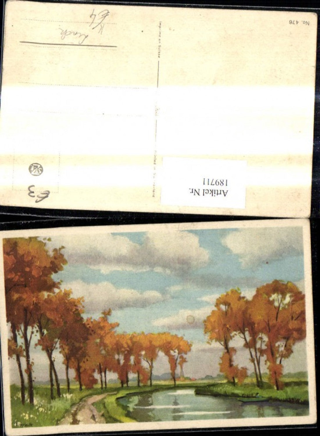 189711,Künstler Ak Linck Bäume Fluss Ruderboot Boot Landschaft