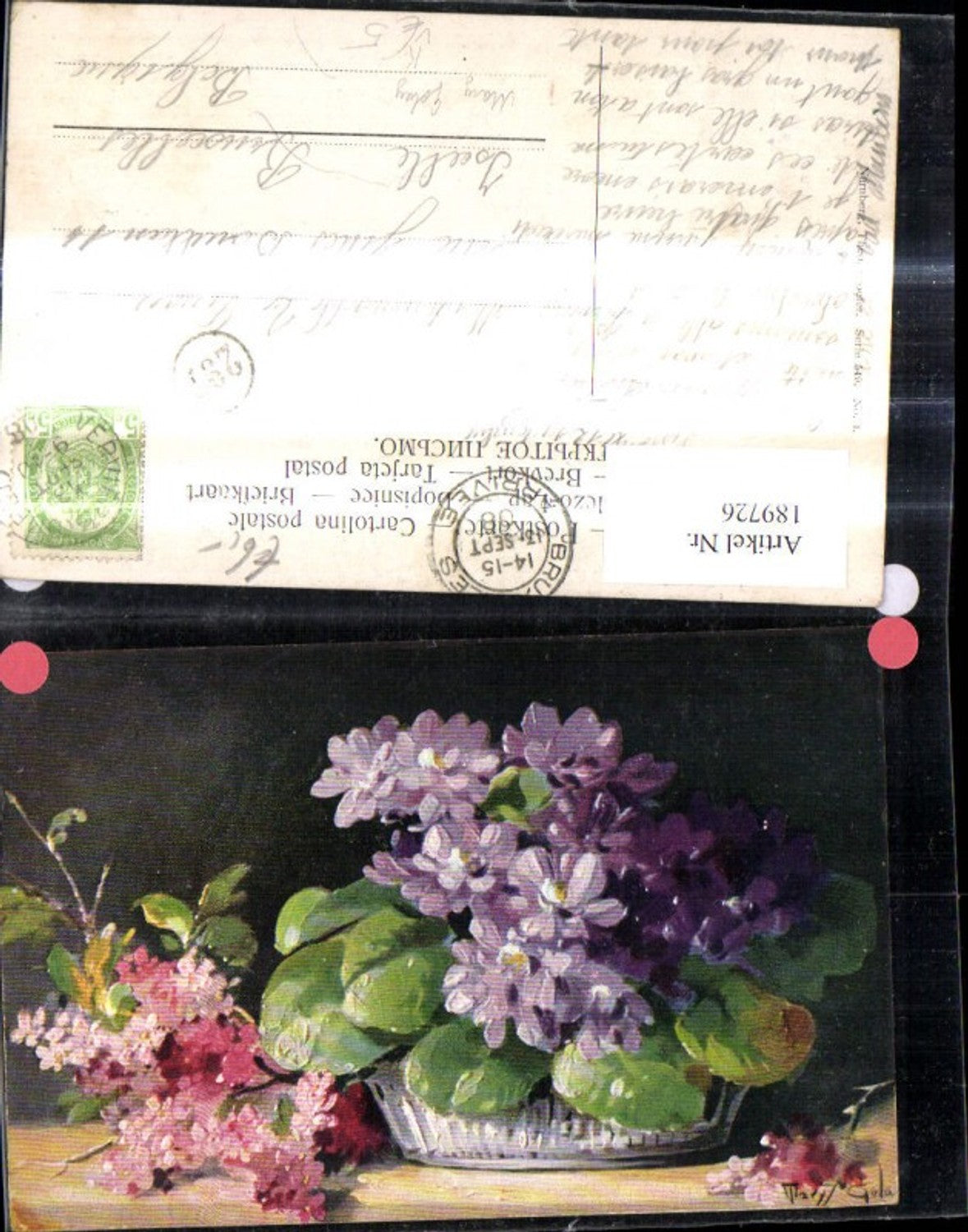 189726, Artist Ak Mary Golay Bowl Vase with Flowers Flowers Flowering Branches pub Theo Stroefer 549/4
