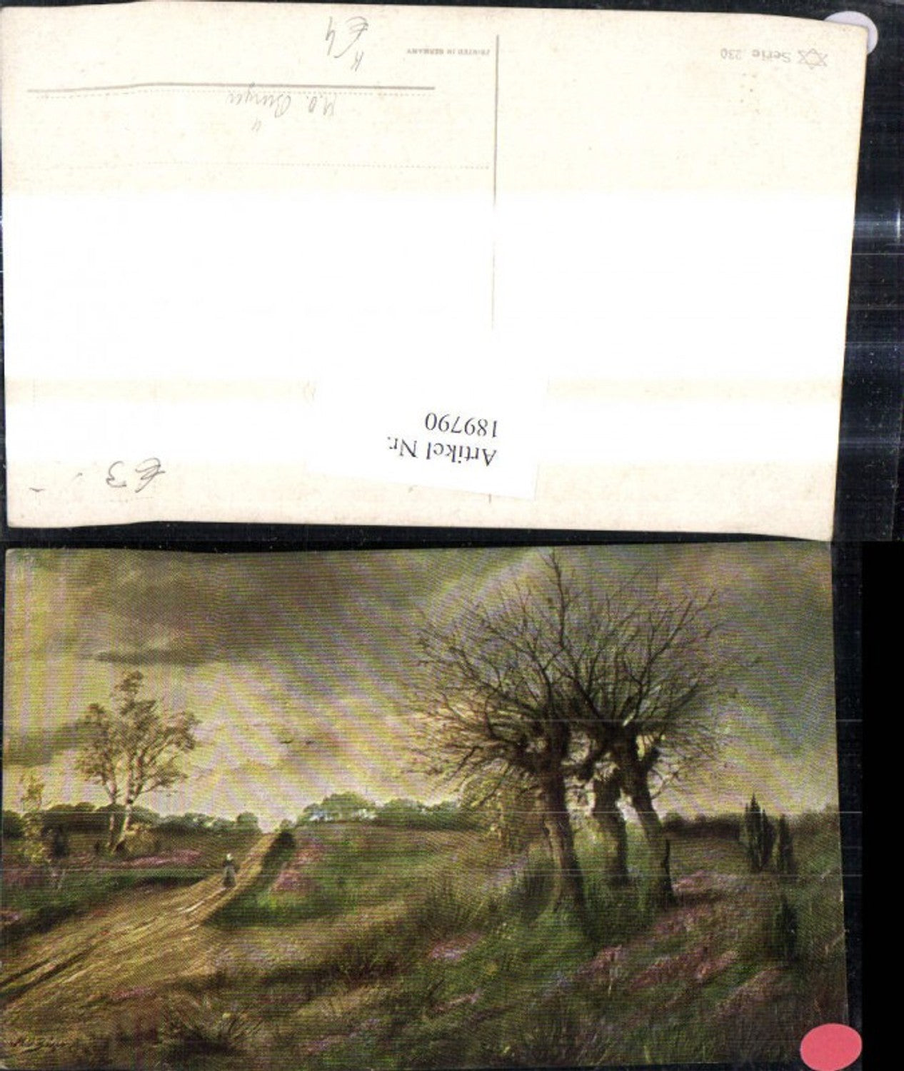 189790,Künstler Ak M. O. Bürger Frau Weg Bäume Landschaft