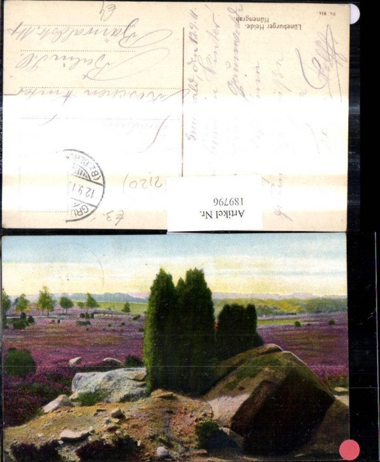 189796,Künstler Ak Lüneburger Heide Hünengrab Landschaft