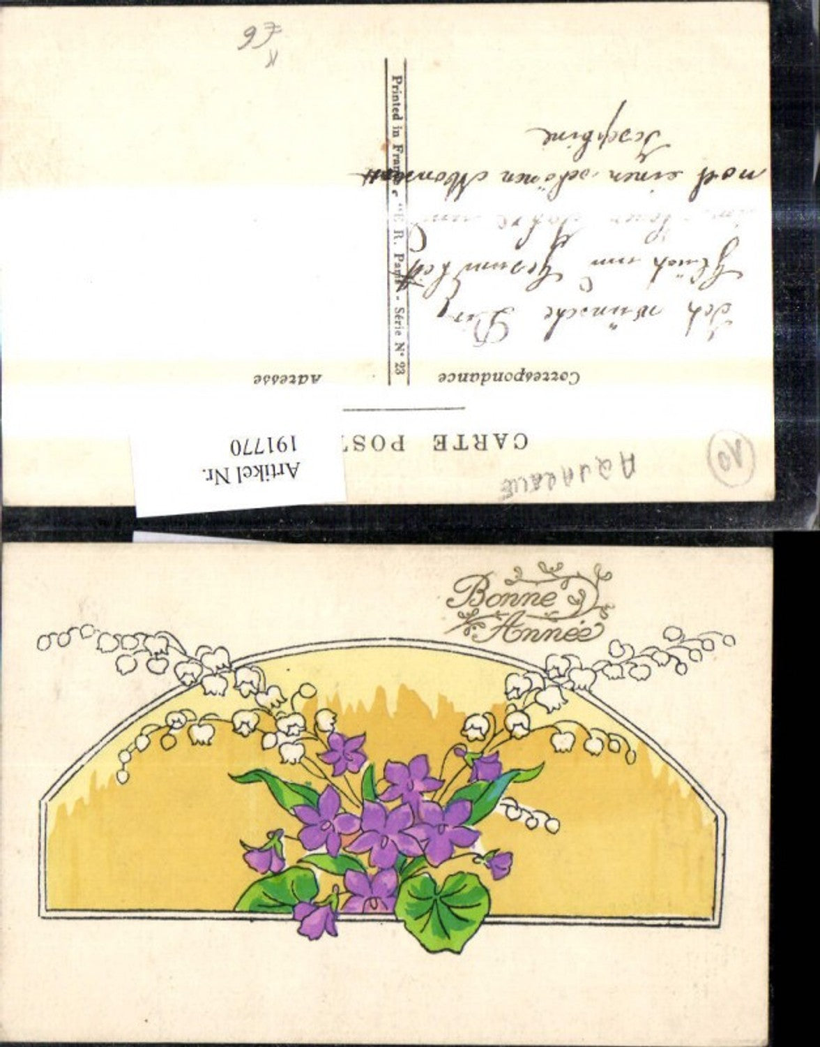191770,Künstler Ak Blumen Maiglöckchen Passepartout Bonne Annee