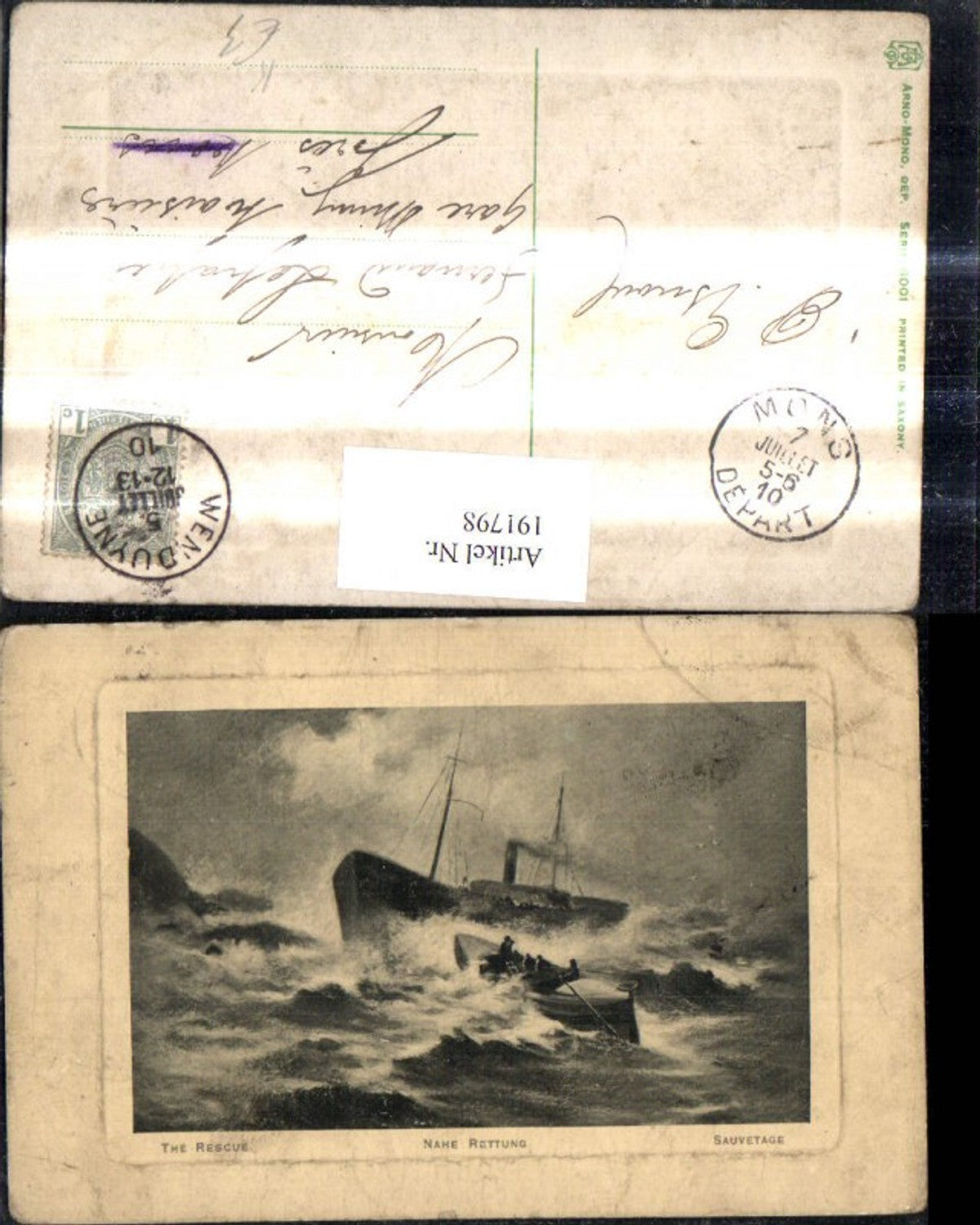 191798,Künstler Ak Sauvetage Nahe Rettung Schiff Boot Sturm Passepartout