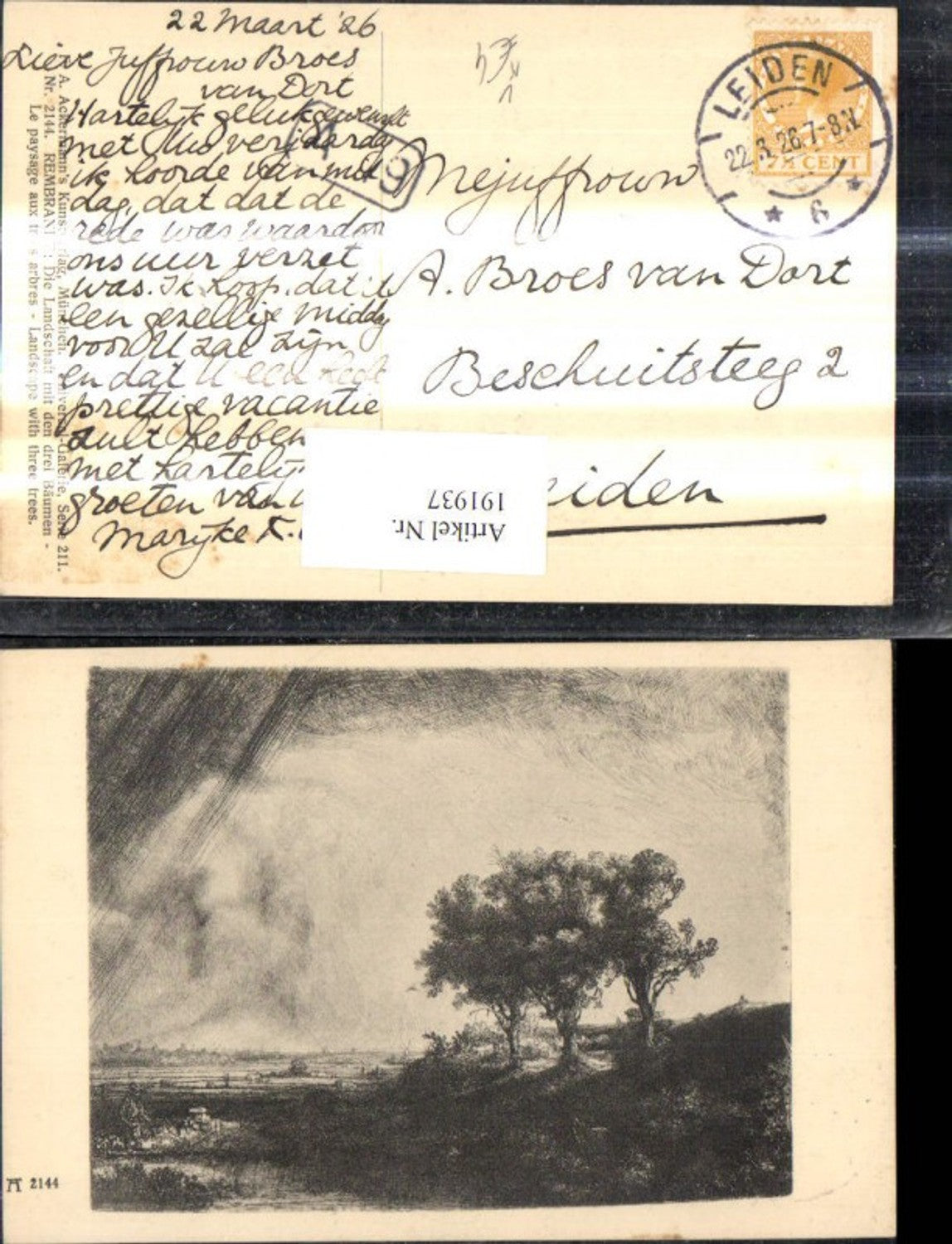 191937,Künstler Ak Rembrandt Die Landschaft m. d. drei Bäumen pub F. A. Ackermann 211/2144