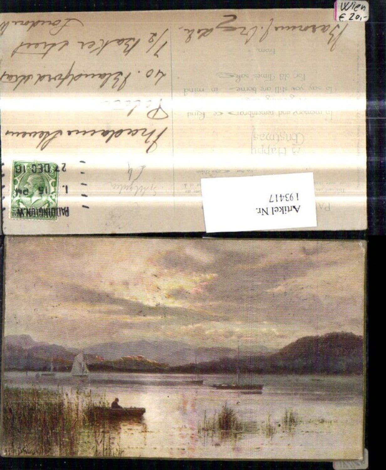 193417,Künstler Ak Splitgerber Mann i. Ruderboot Boote Segelboote Landschaft