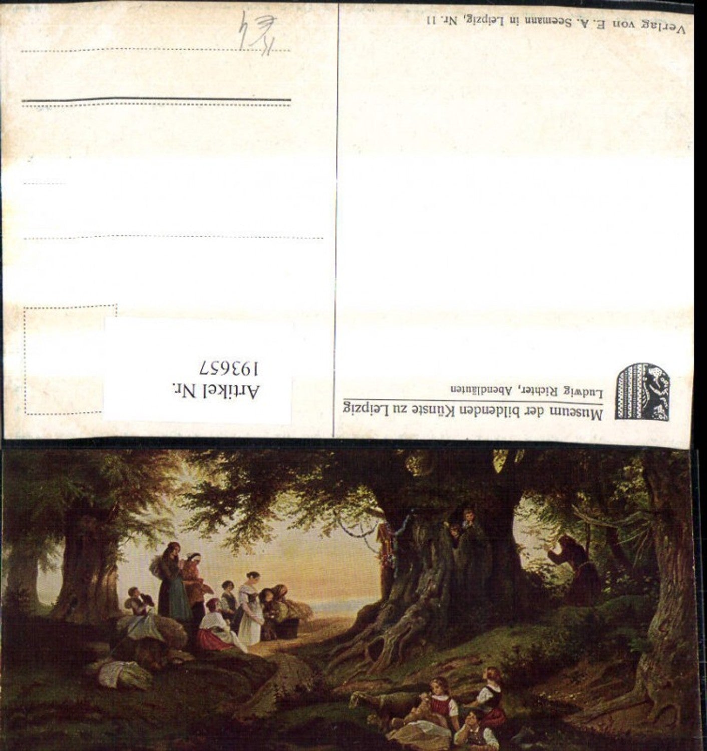 193657,Künstler Ak Ludwig Richter Abendläuten Menschen i. Wald Gebet Marterl Kapelle Religion