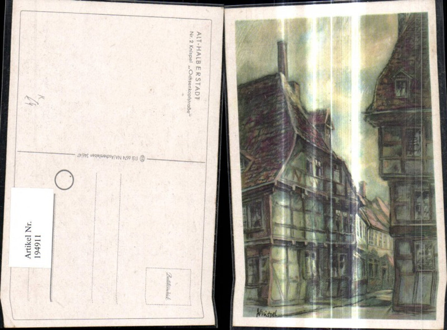 194911,Künstler Ak Knispel Ochsenkopfstraße Alt Halberstadt