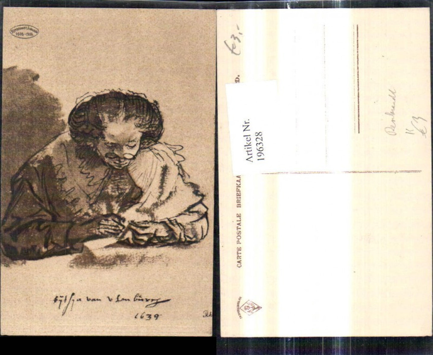 196328, Artist Ak Rembrandt Man Portrait