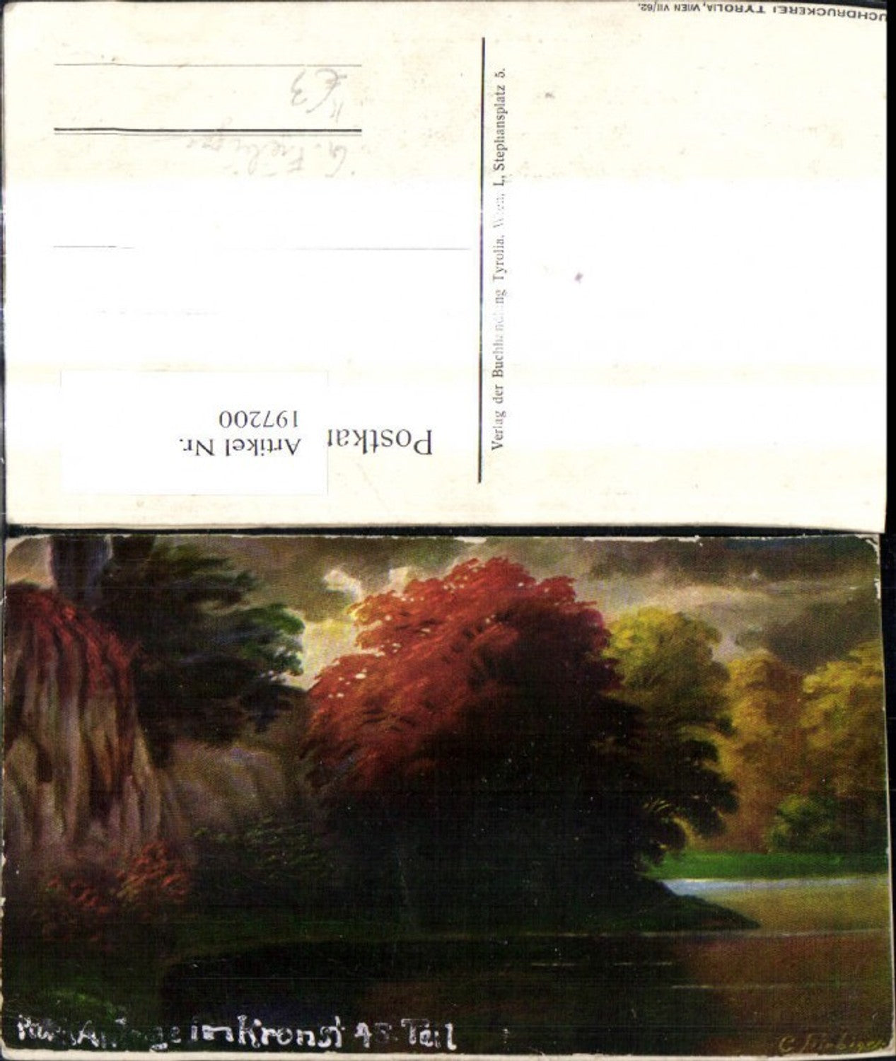 197200,Künstler Ak G. Fiebiger See Bäume Herbststimmung Landschaft Wald
