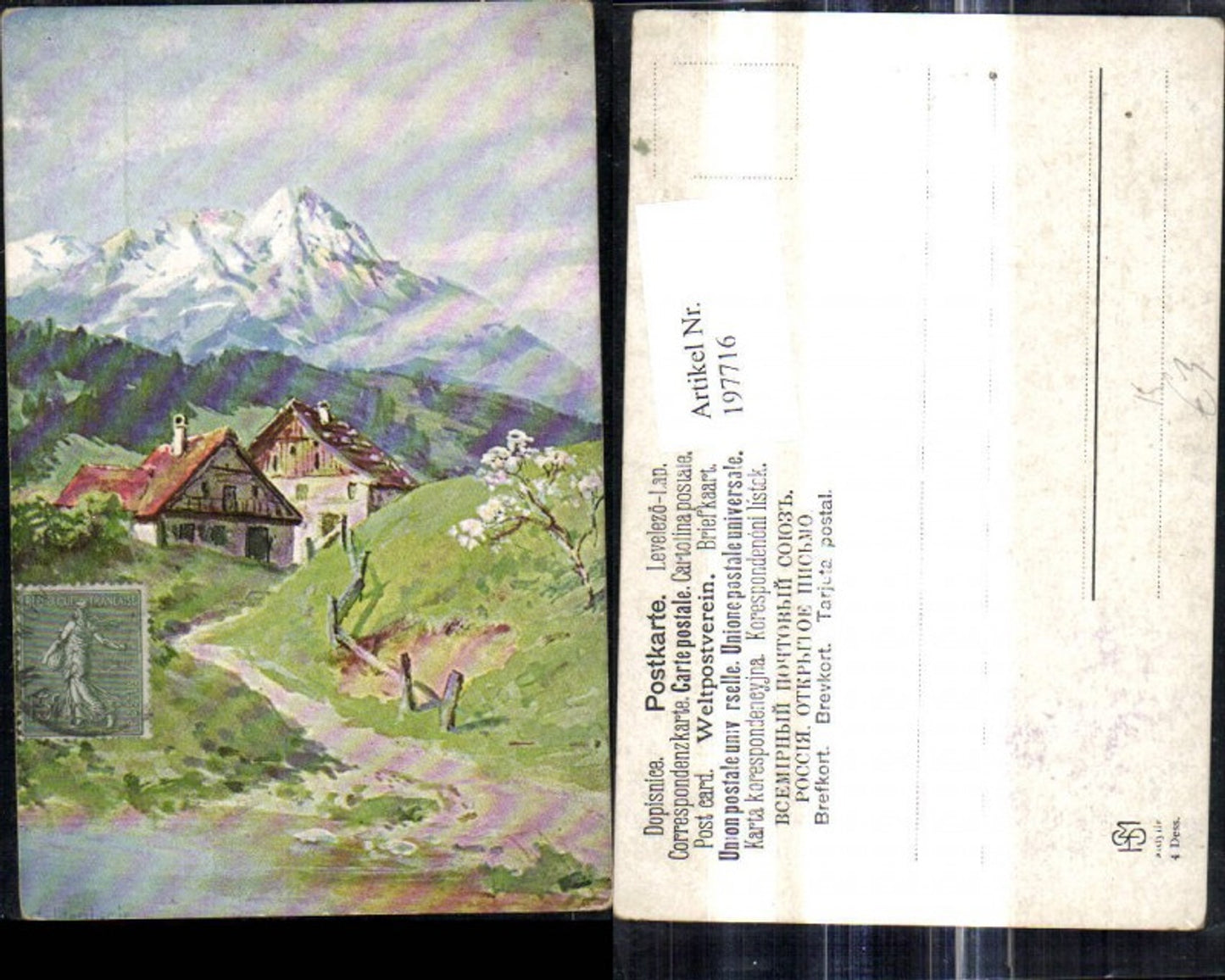 197716,Künstler Ak Splitgerber Bauernhaus Bergdorf Bergkulisse Landschaft