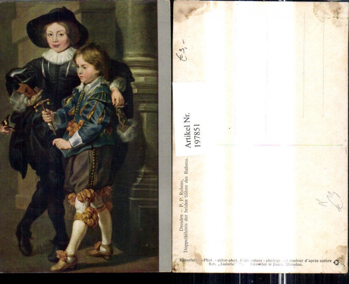 197851,Künstler Ak Peter Paul Rubens Doppelbildnis d. beiden Söhne d. Rubens Kinder Buben Jungen