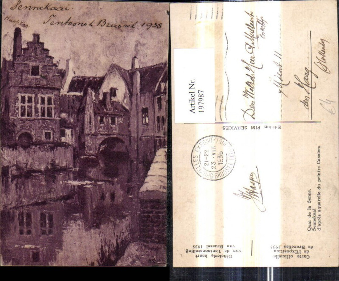 197987,Künstler Ak Quai de la Senne Sennekai Häuser Fluss
