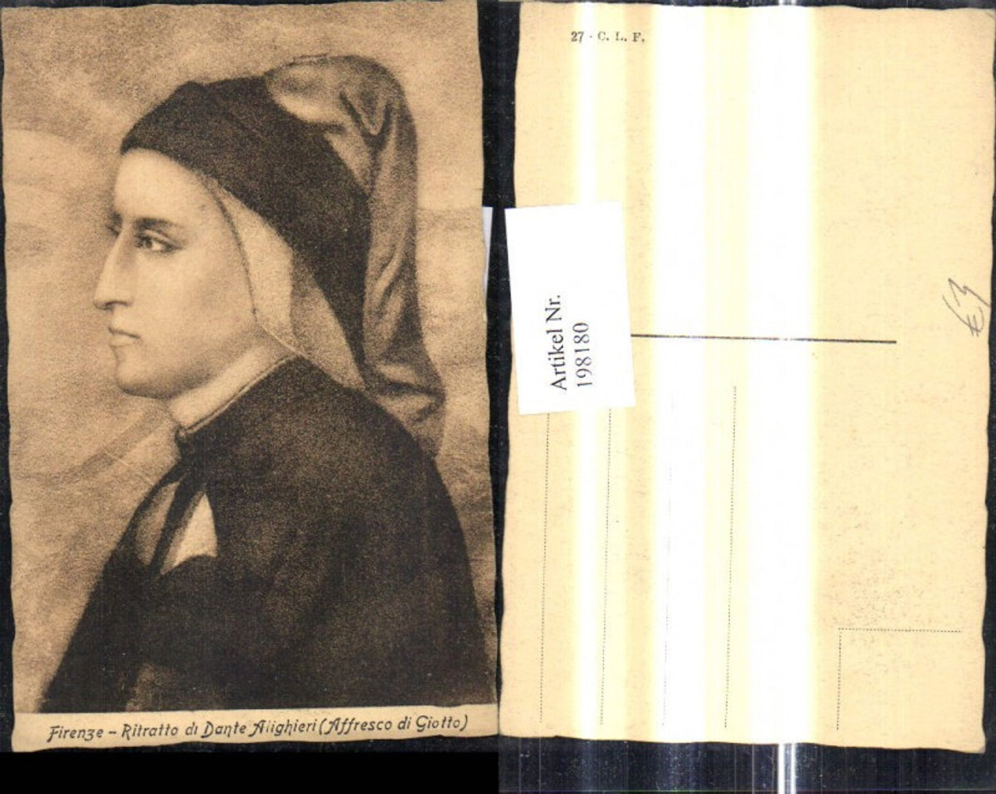 198180,Künstler Ak Affresco di Giotto Ritratto di Dante Alighieri Firenze Florenz Frau Portrait