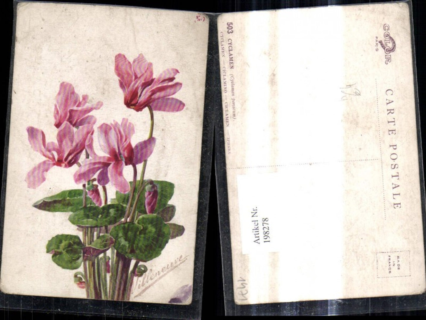198278,Künstler Ak Villeneuve Cyclamen Blumen Alpenveilchen
