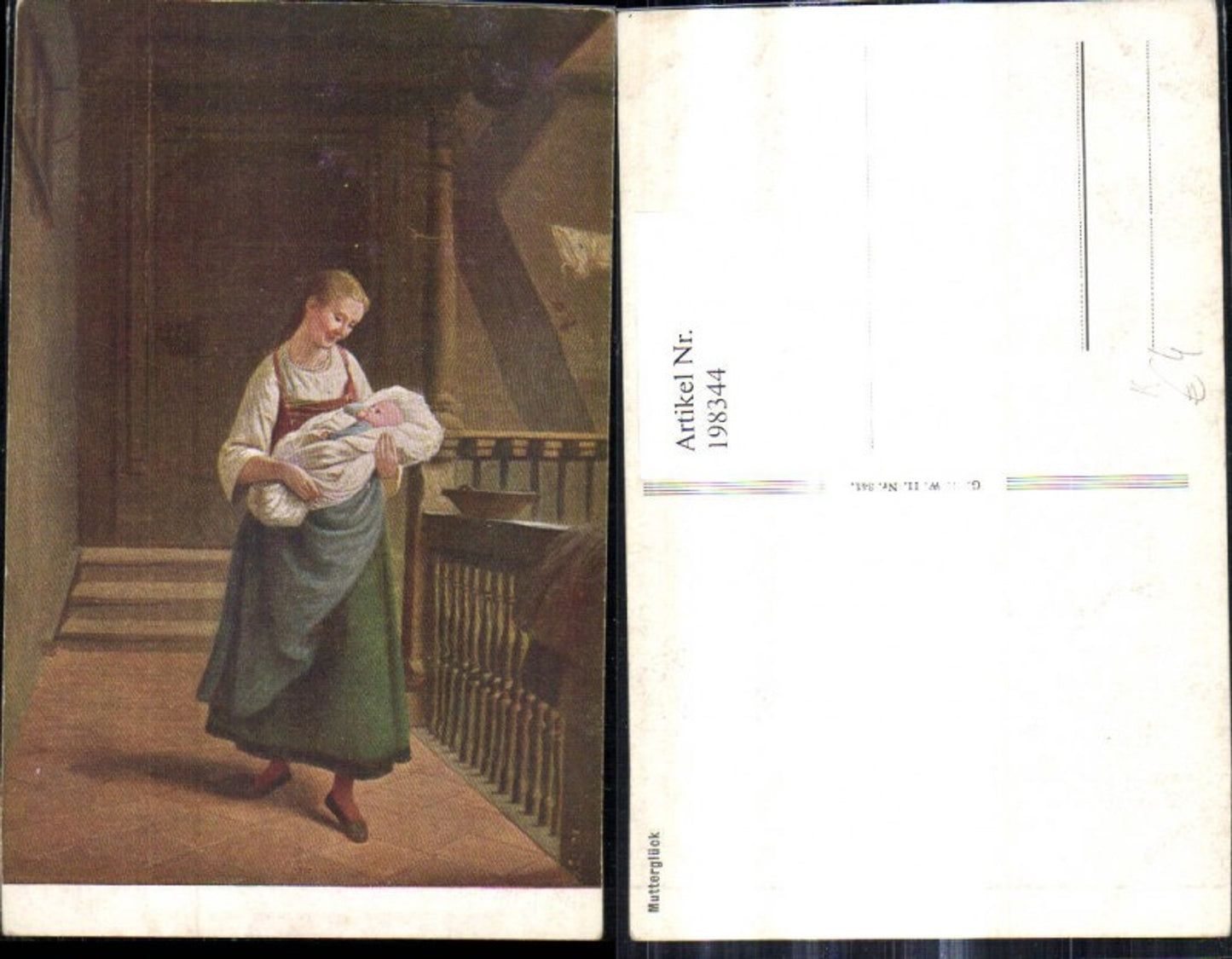 198344,Künstler Ak Mutterglück Frau m. Kind Baby