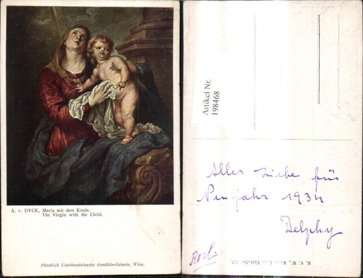 198468,Künstler Ak A. v. Dyck Maria m. d. Kinde