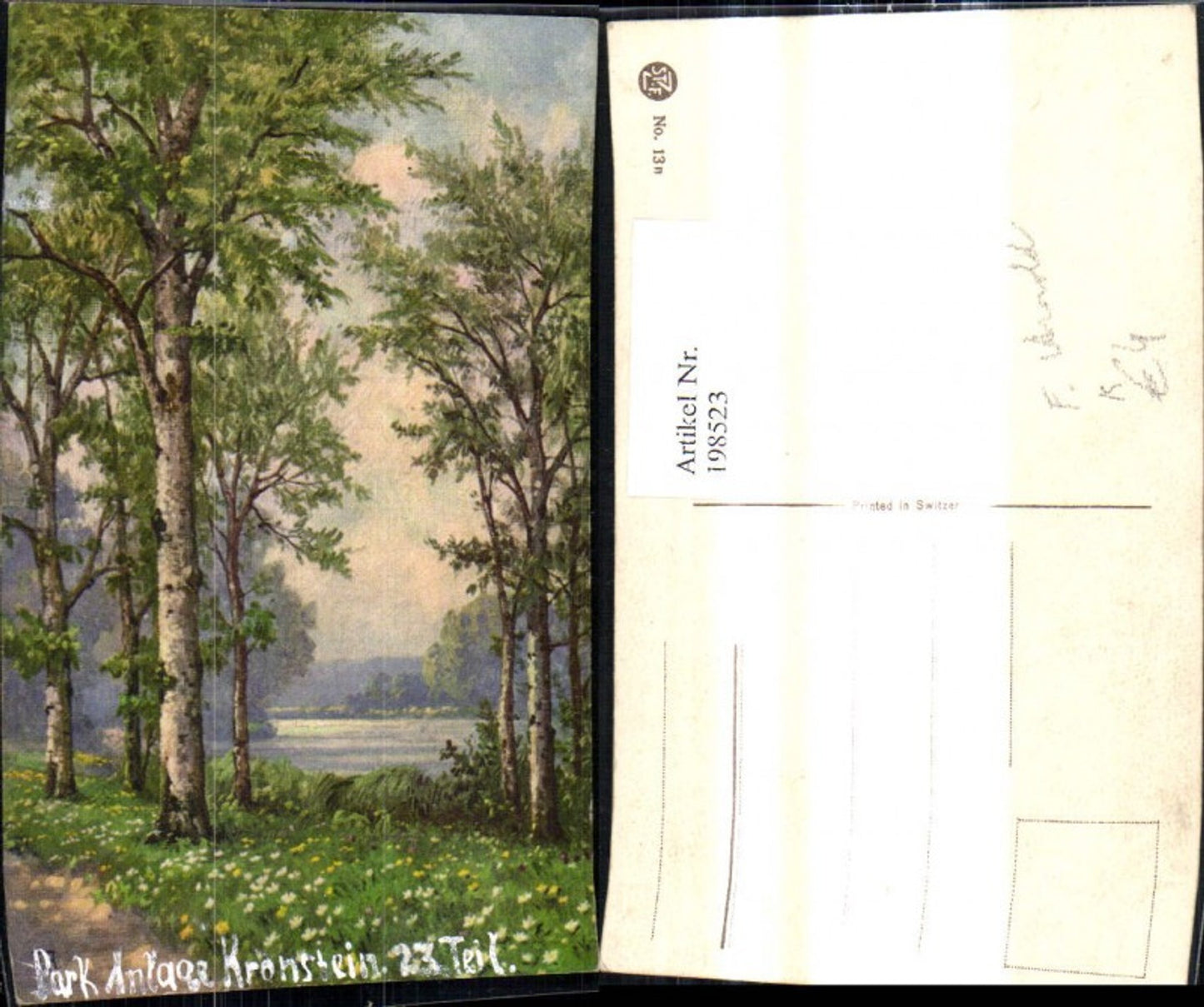 198523,Künstler Ak F. Arnold Birken Bäume Ufer See Landschaft