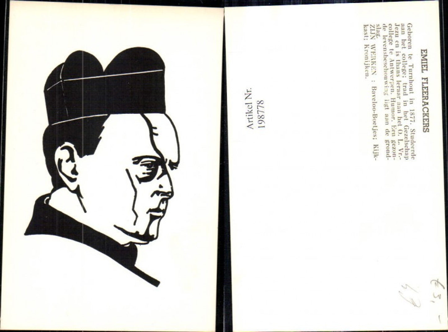198778,Künstler Ak Scherenschnitt Silhouette Emiel Fleerackers Mann Hut Kappe