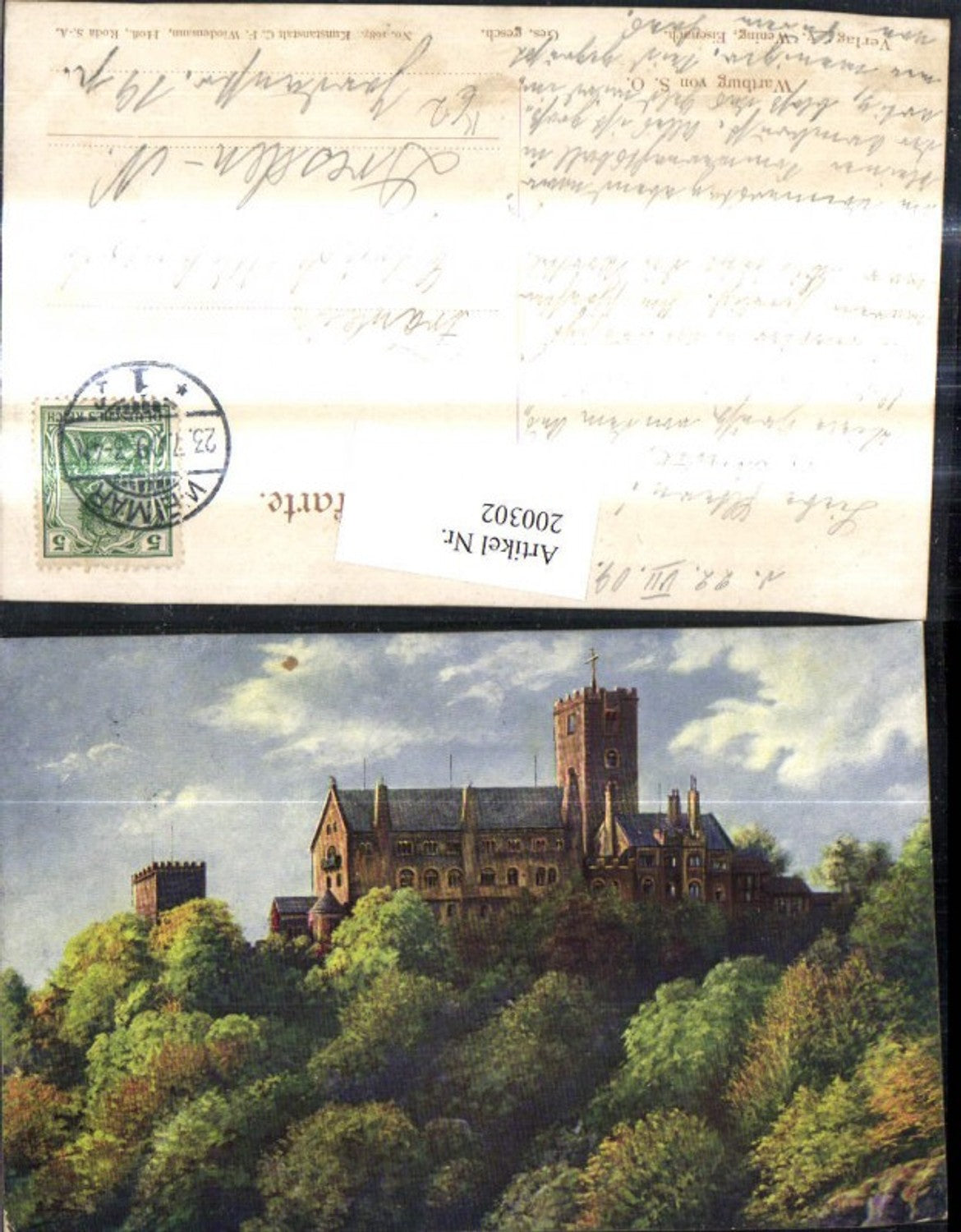 200302,Künstler Ak Wartburg v. Südosten Burg Eisenach