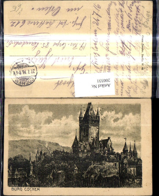 200331,Künstler Ak J. Pluntry Burg Cochem pub Franz Jander
