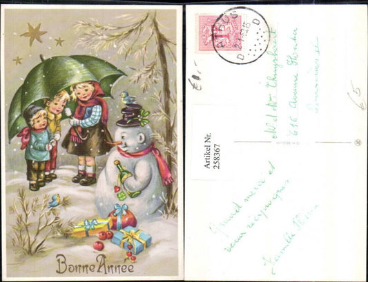 258367, Artist AK Snowman Hat Scarf Bottle Children's Umbrella Gifts