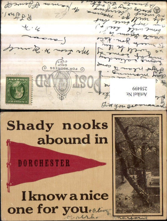 258499,England Dorchester Motiv Bäume Bach Passepartout Text Spruch