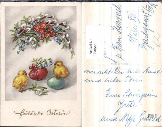 258666,Ostern Küken Ostereier Eier Blumenstrauß Vergissmeinnicht Glockenblumen Schneeglocke Palmkätzchen