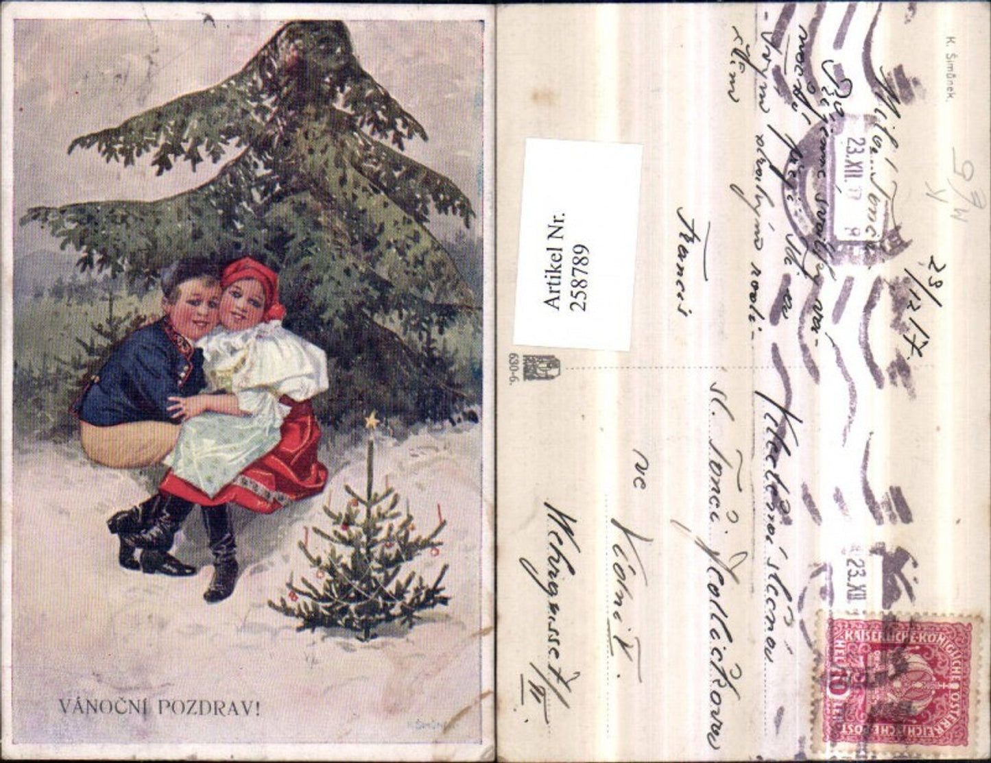 258789, Artist AK K. Simunew Christmas Children in traditional dress Fir tree Christmas tree