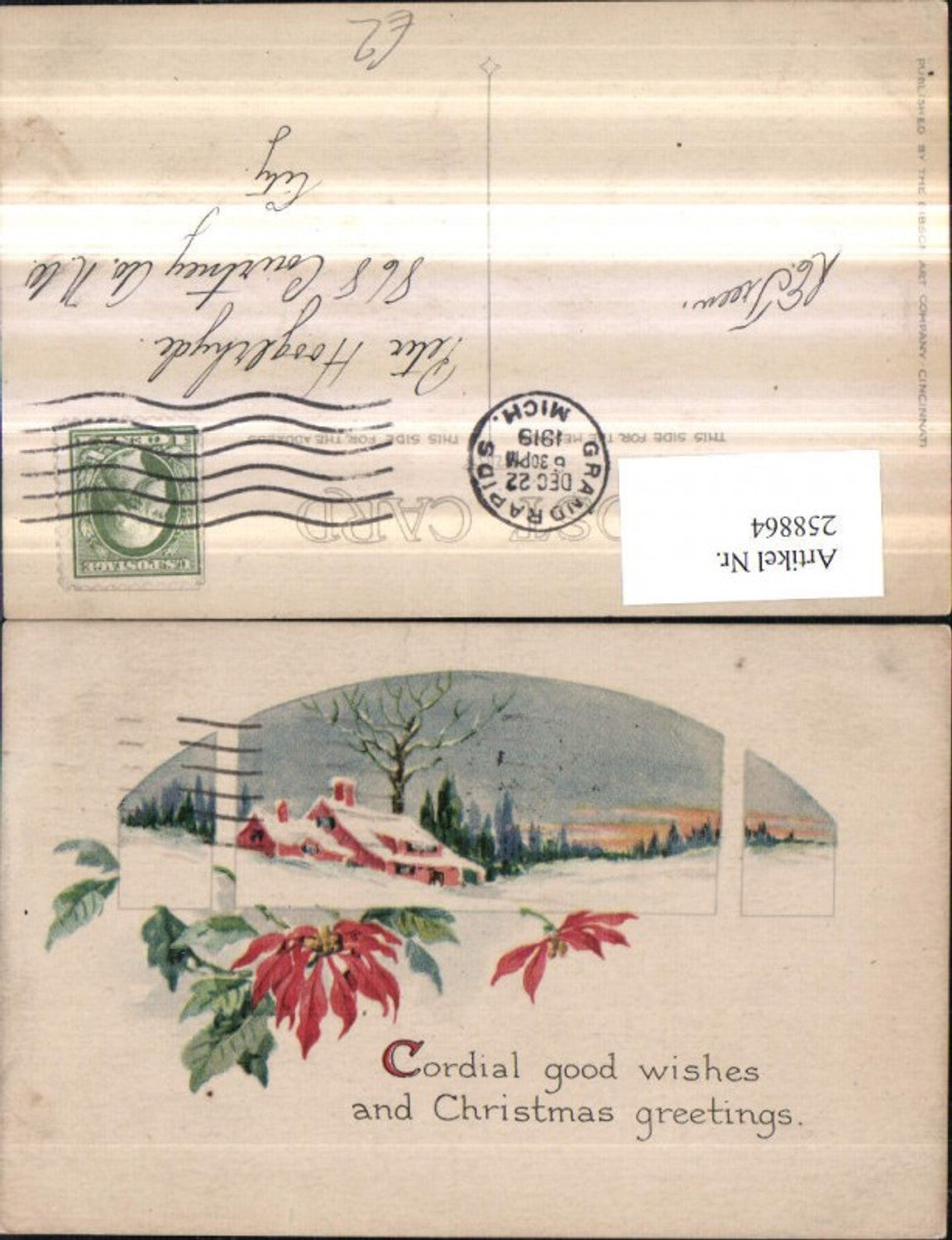 258864,Weihnachten Winterlandschaft Haus Passepartout Weihnachtsstern Blumen