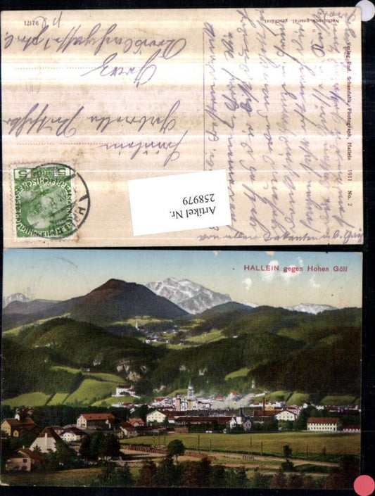 258979,Hallein Totale u. Bad Dürrnberg geg. Hohen Göll Bergkulisse