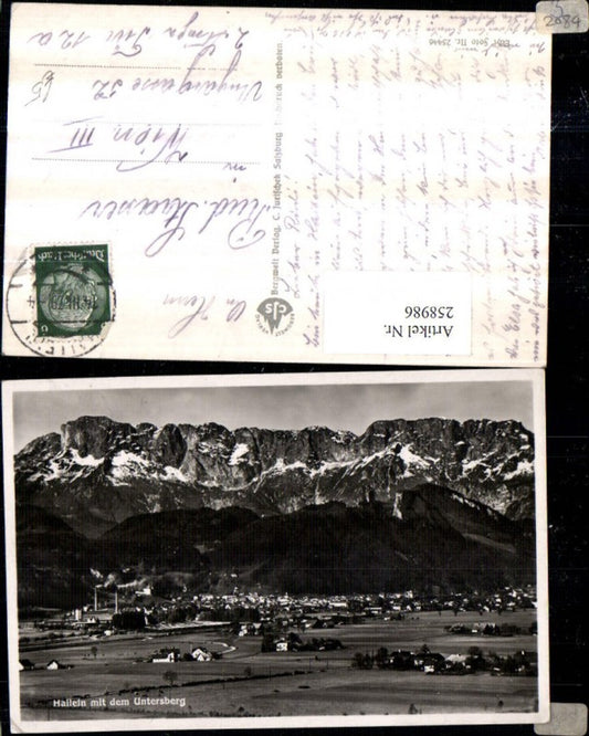 258986,Hallein Totale m. d. Untersberg Bergkulisse