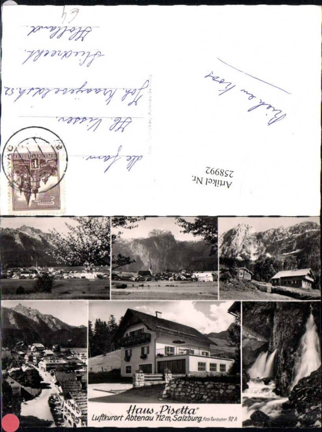 258992,Abtenau Totale Haus Pisetta Bergkulisse Wasserfall Mehrbildkarte