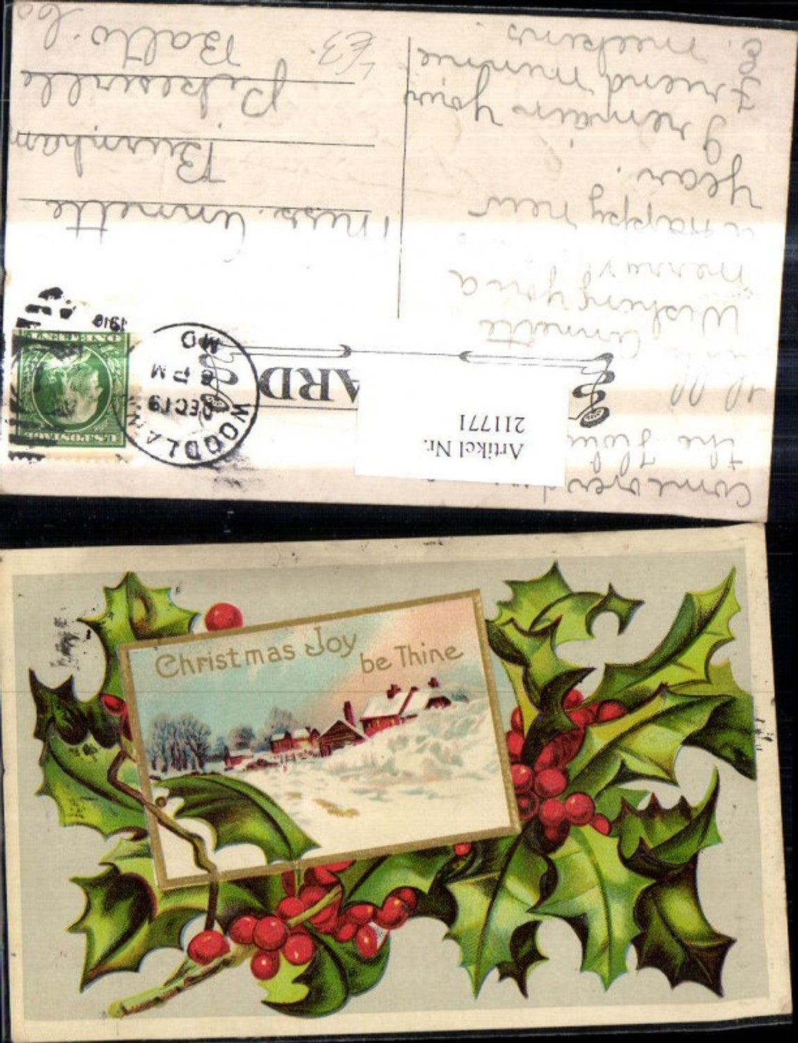 211771, Embosser Lithograph Christmas Winter Village Holly Passepartout