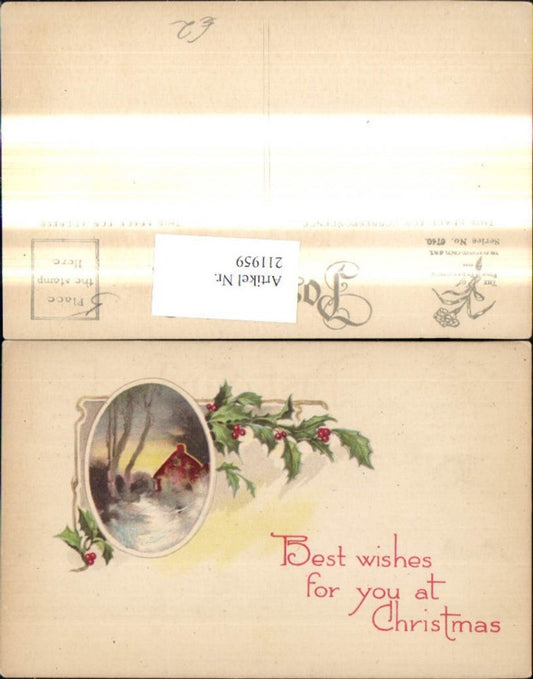 211959, Artist Ak House Winter Forest Passepartout Holly Branch Christmas