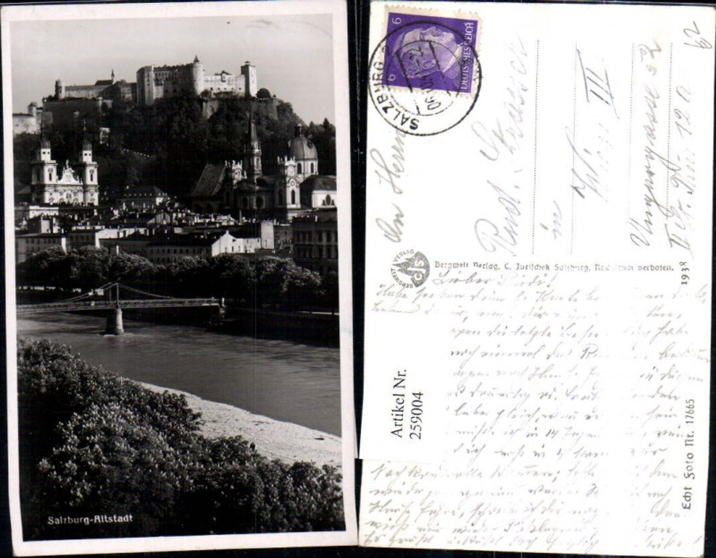 259004,Salzburg Altstadt Teilansicht Brücke Kirche Festung