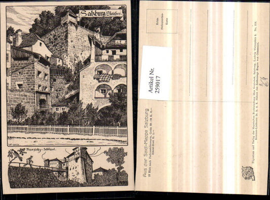 259017,Künstler AK Ulf Seidl Federzeichnung Salzburg Steinthor Steintor Franzisky-Schlössel Mehrbildkarte