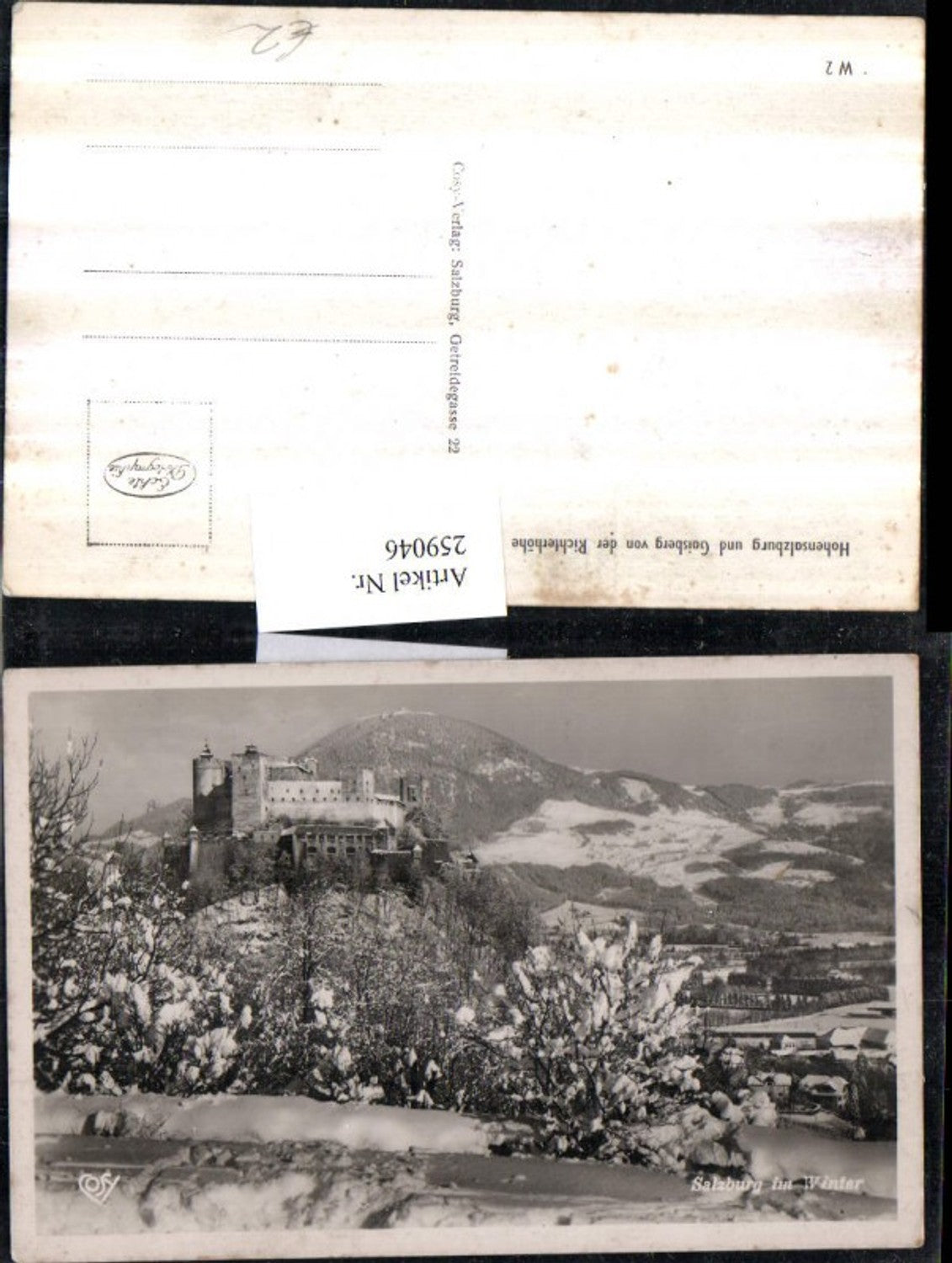 259046,Salzburg Festung Hohensalzburg u. Gaisberg von d. Richterhöhe Winterbild