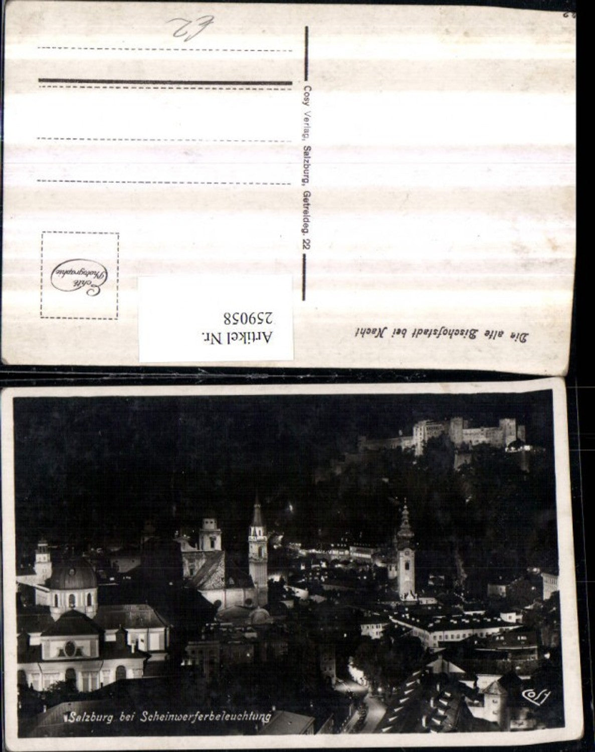 259058,Salzburg Teilansicht Kirchen Festung b. Scheinwerferbeleuchtung pub Cosy