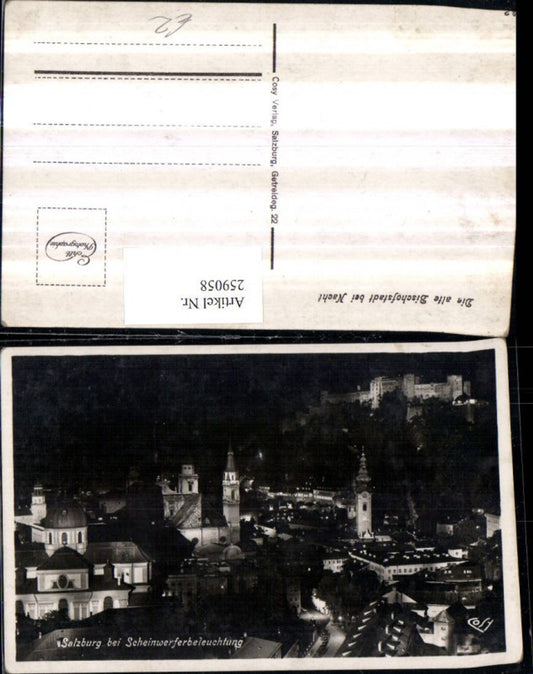 259058,Salzburg Teilansicht Kirchen Festung b. Scheinwerferbeleuchtung pub Cosy